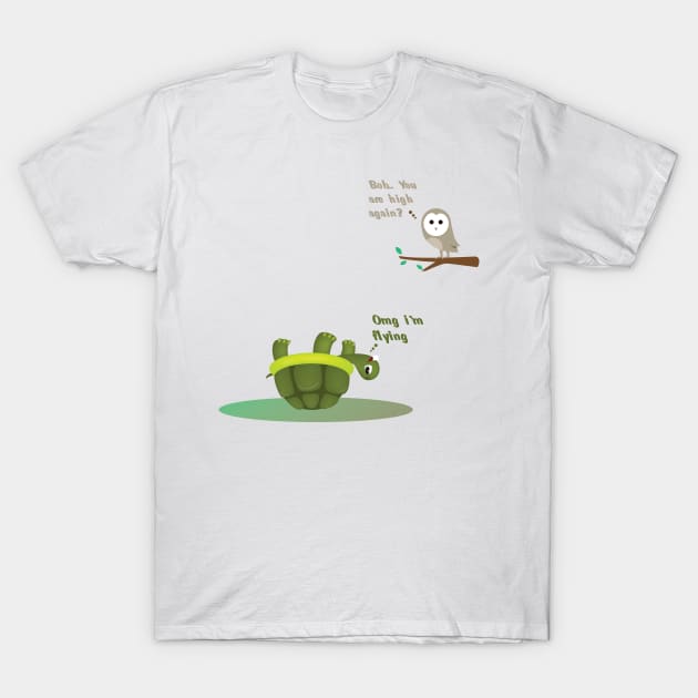 Funny turtle and owl T-Shirt by SeriousMustache